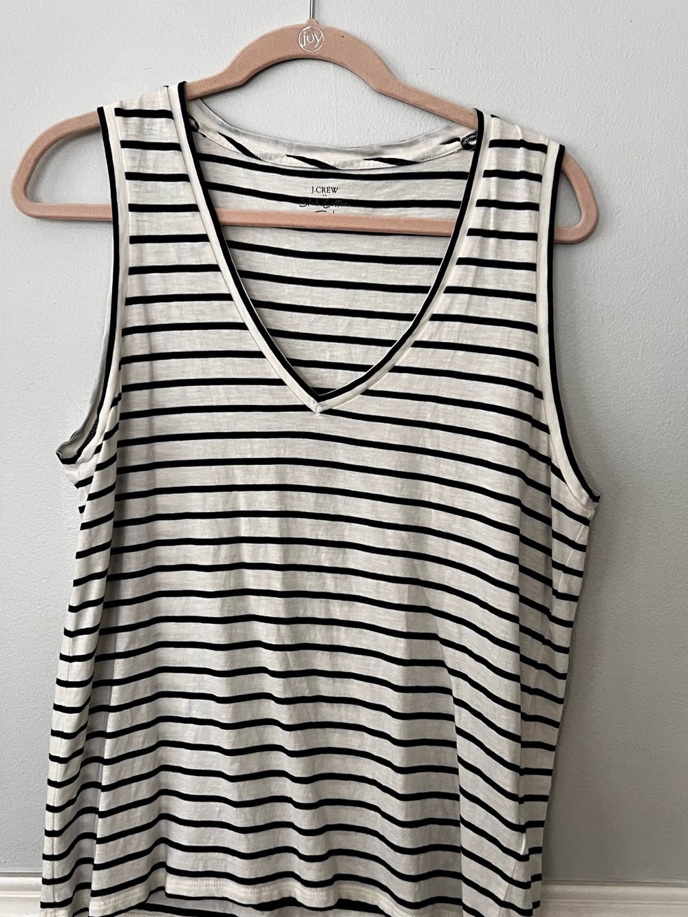 J. Crew Black and White Striped V-Neck Tank